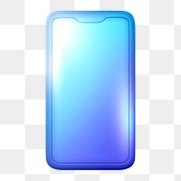 Smartphone icon  png sticker, 3D neon glow, transparent background