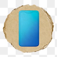 Smartphone   png sticker,  3D ripped paper, transparent background