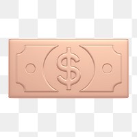 Money icon  png sticker, 3D rose gold design, transparent background