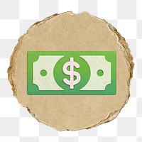 Dollar bill, money  png sticker,  3D ripped paper, transparent background