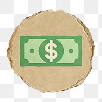 Dollar bill, money  png sticker,  3D ripped paper, transparent background