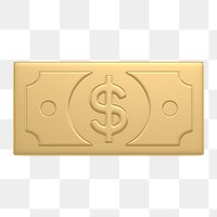 Money icon  png sticker, 3D gold design, transparent background