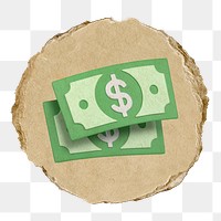 Dollar bills, money  png sticker,  3D ripped paper, transparent background