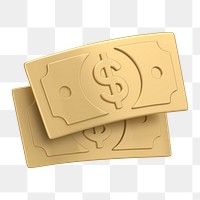 Money icon  png sticker, 3D gold design, transparent background