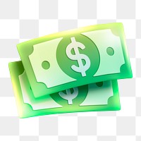 Money icon  png sticker, 3D neon glow, transparent background