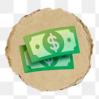 Dollar bills, money  png sticker,  3D ripped paper, transparent background