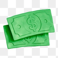 Money icon  png sticker, 3D clay texture design, transparent background