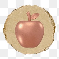 Pink apple  png sticker,  3D ripped paper, transparent background