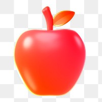 Apple icon  png sticker, 3D neon glow, transparent background