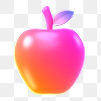 Apple icon  png sticker, 3D neon glow, transparent background