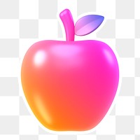 Pink apple  png sticker, transparent background