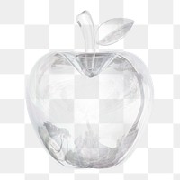 Apple icon  png sticker, 3D crystal glass, transparent background