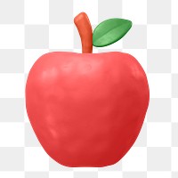 Apple icon  png sticker, 3D clay texture design, transparent background