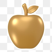 Gold apple  png sticker, transparent background