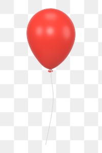 Red balloon icon  png sticker, 3D rendering illustration, transparent background