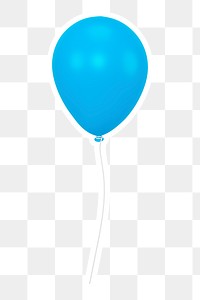 Blue balloon   png sticker, transparent background