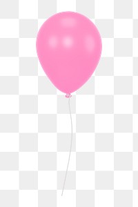 Pink balloon icon  png sticker, 3D rendering illustration, transparent background