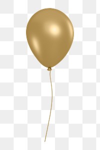 Gold balloon icon  png sticker, 3D gold design, transparent background