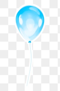 Blue balloon   png sticker, transparent background