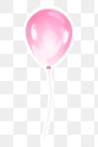 Pink balloon   png sticker, transparent background