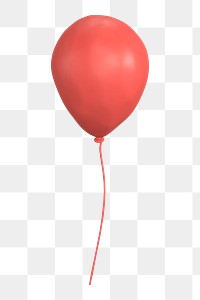 Red balloon icon  png sticker, 3D clay texture design, transparent background