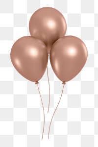 Party balloons icon  png sticker, 3D rose gold design, transparent background