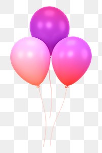 Party balloons icon  png sticker, 3D gradient design, transparent background
