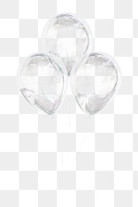 Party balloons icon  png sticker, 3D crystal glass, transparent background