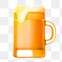 Beer glass icon  png sticker, 3D gradient design, transparent background