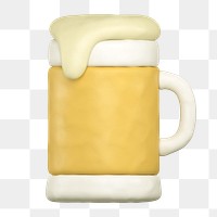 Beer glass   png sticker, 3D clay texture design, transparent background