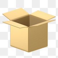 Open box icon  png sticker, 3D gold design, transparent background