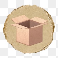 Open box  png sticker,  3D ripped paper, transparent background