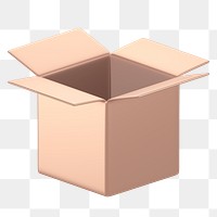 Open box icon  png sticker, 3D rose gold design, transparent background