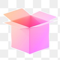 Open box icon  png sticker, 3D neon glow, transparent background