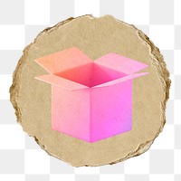 Open box  png sticker,  3D ripped paper, transparent background