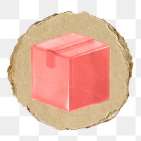Seal box  png sticker,  3D ripped paper, transparent background