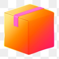 Seal box icon  png sticker, 3D neon glow, transparent background