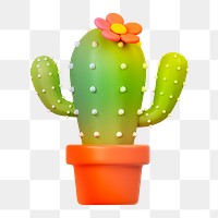 Cactus  png sticker, 3D gradient design, transparent background