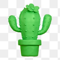 Cactus  png sticker, 3D clay texture design, transparent background