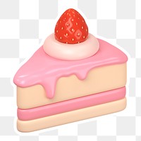 Strawberry cake  png sticker, transparent background