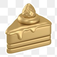 Gold cake  png sticker, transparent background