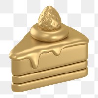 Gold cake  png sticker, 3D rendering illustration, transparent background