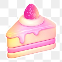Strawberry cake  png sticker, transparent background