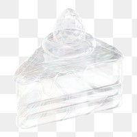 Cake   png sticker, 3D crystal glass, transparent background