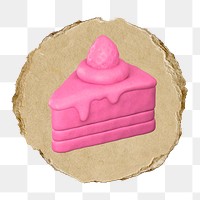 Pink cake  png sticker,  3D ripped paper, transparent background