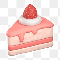 Strawberry cake  png sticker, transparent background