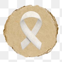 Awareness ribbon  png sticker,  3D ripped paper, transparent background