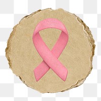 Awareness ribbon  png sticker,  3D ripped paper, transparent background