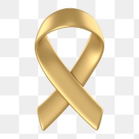 Ribbon icon  png sticker, 3D gold design, transparent background