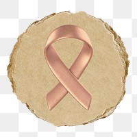 Awareness ribbon  png sticker,  3D ripped paper, transparent background